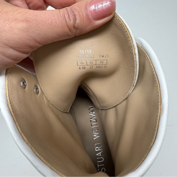 Stuart Weitzman White Quilted Lace Up Bootie - Picture 9 of 13